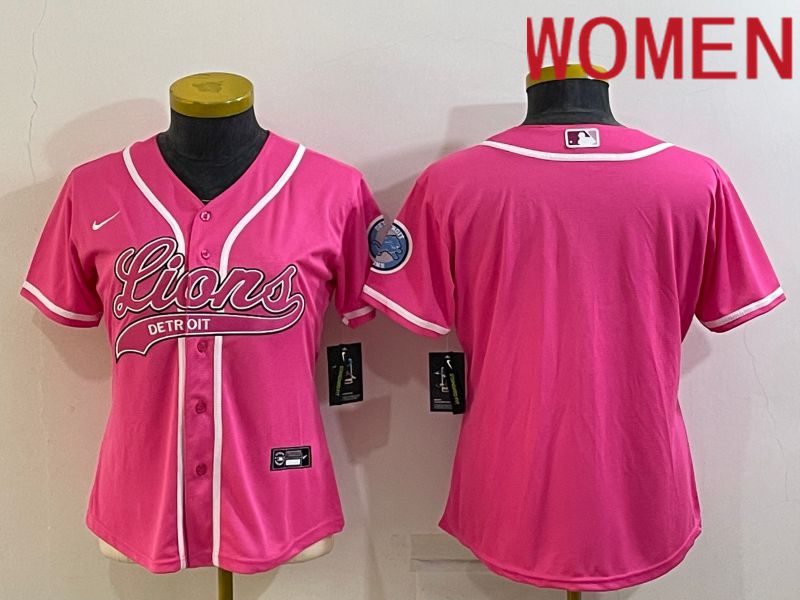 Women Detroit Lions Blank Pink 2022 Nike Co branded NFL Jersey->women nfl jersey->Women Jersey